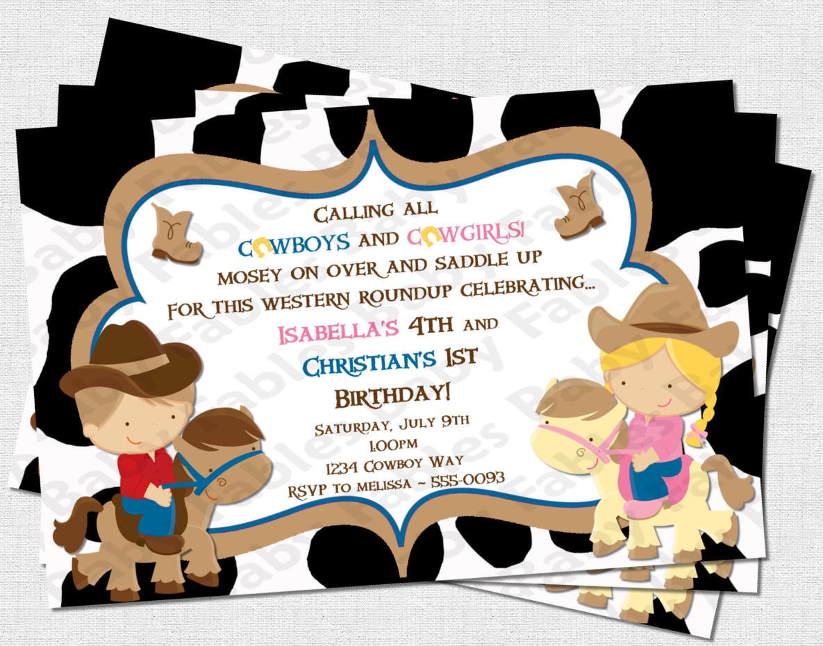 Cowboys And Cowgirls Birthday Party Invitation Digital Diy