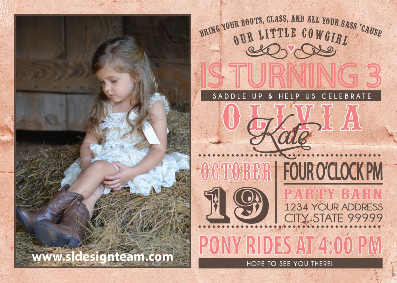 Cowgirl Birthday Party Invitation Photo