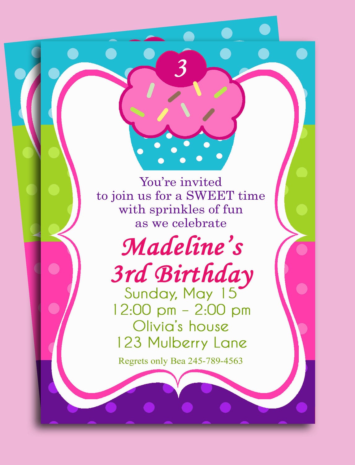 Cupcake Birthday Invitation Printable Or Printed With Free