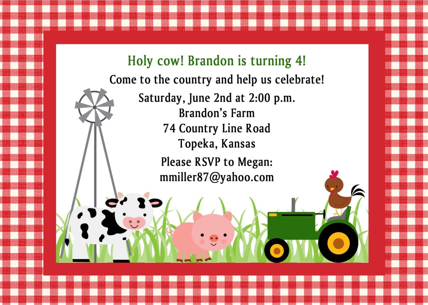 Custom Farm Birthday Party Invitation