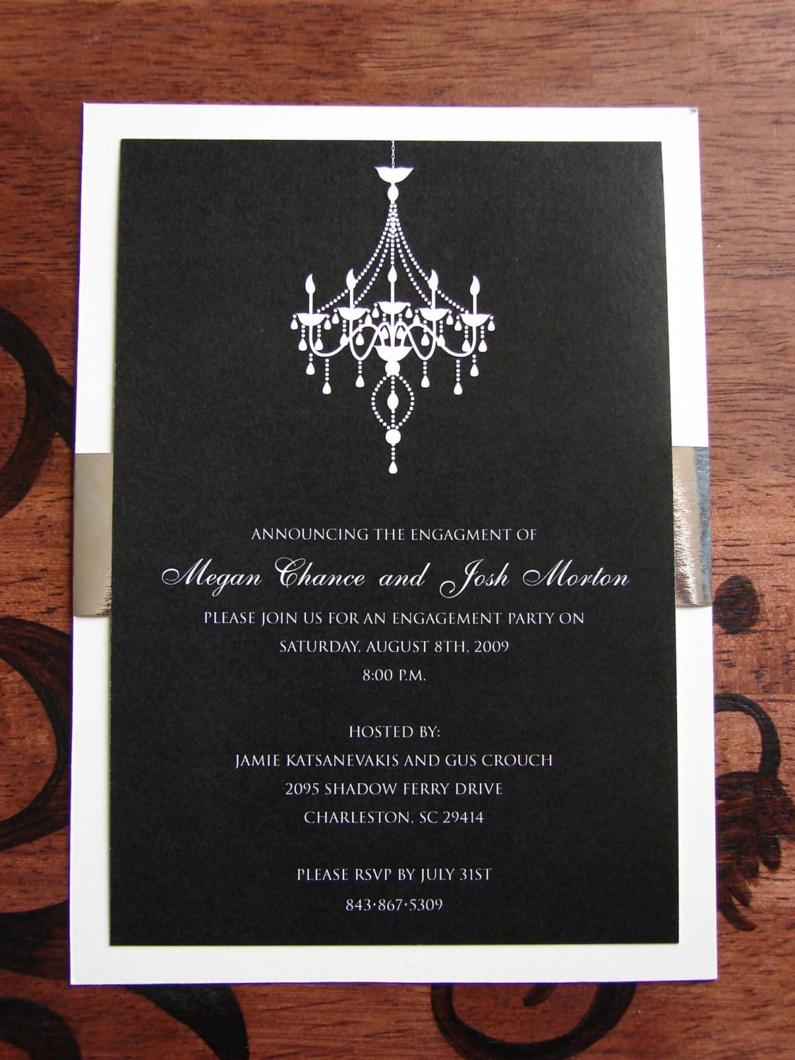 Engagement Party Invitations Save The Date Black Tie Party