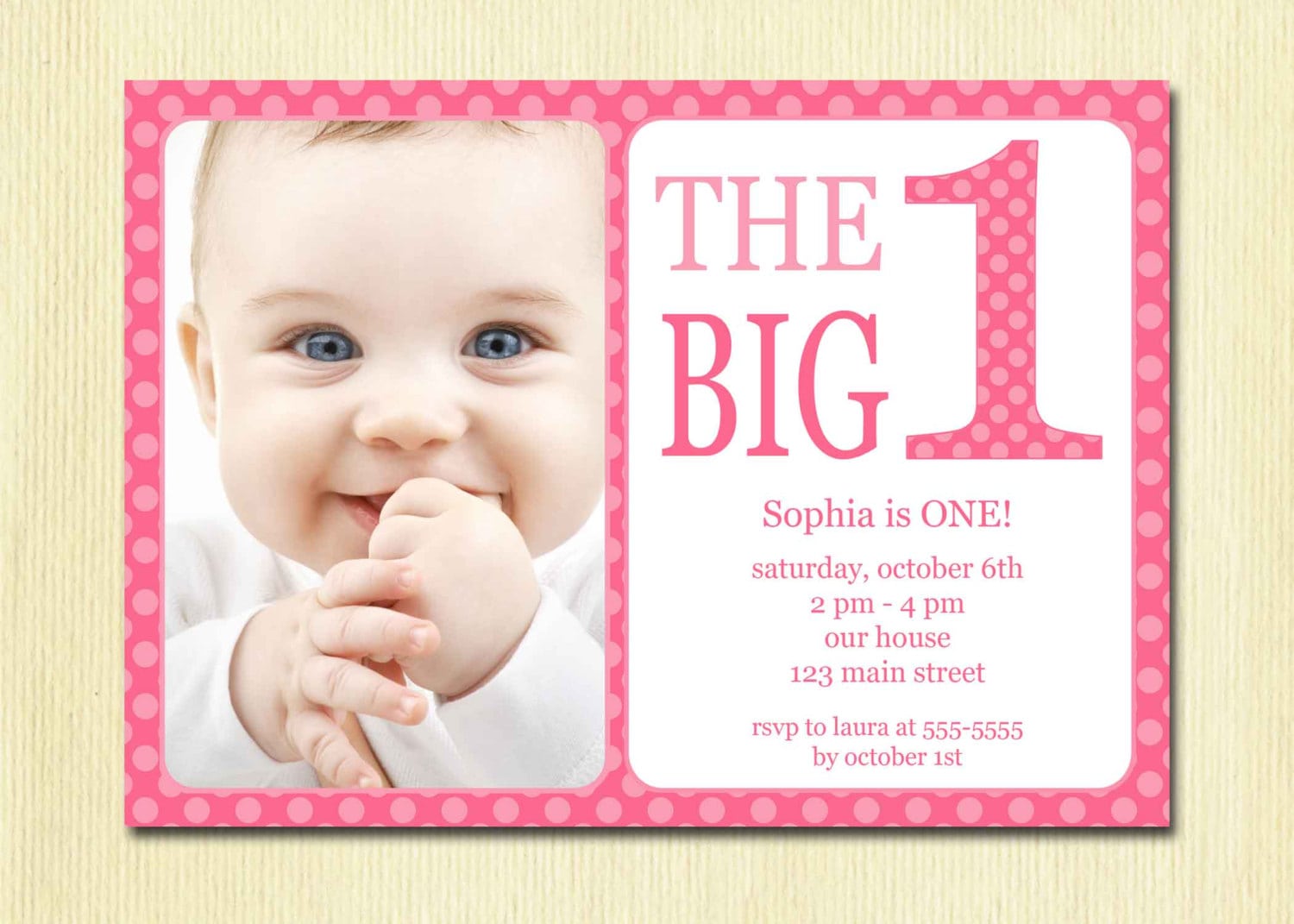First Birthday Baby Girl Invitation