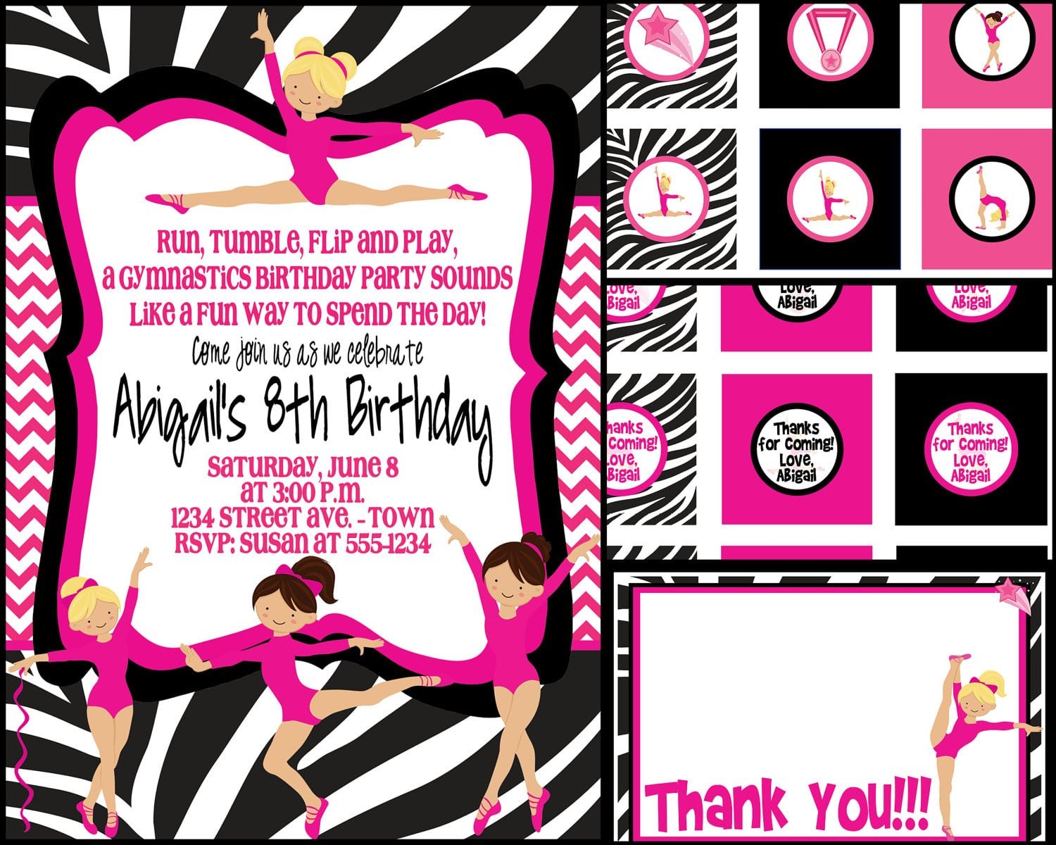 Gymnastic Birthday Party Invitations   Simple Design For Gymnastic