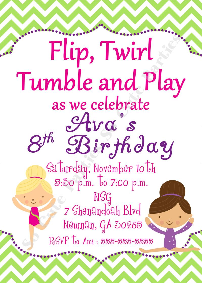 Gymnastics Party Invitations