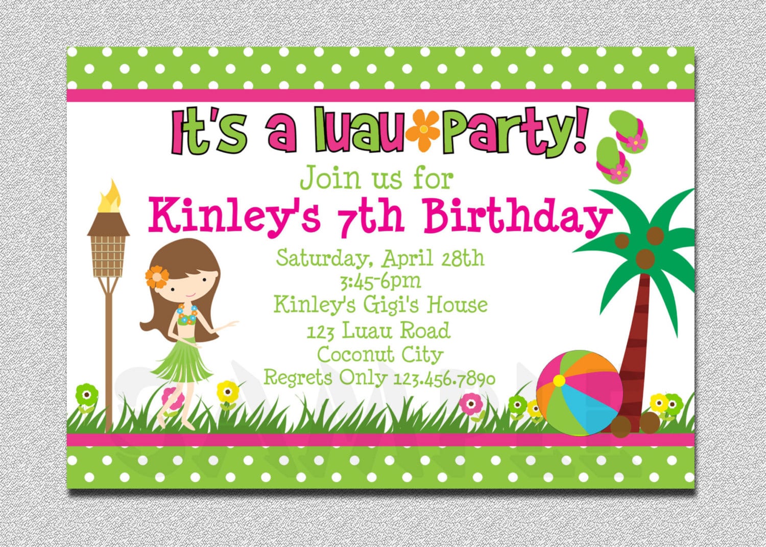 Hawaiian Birthday Party Invitations