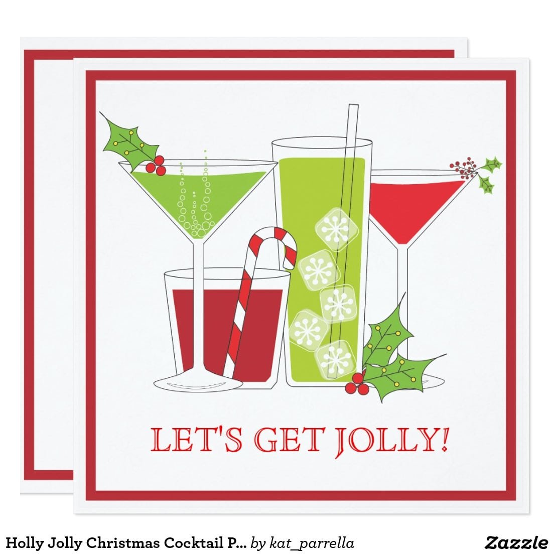 Holly Jolly Christmas Cocktail Party Invitation