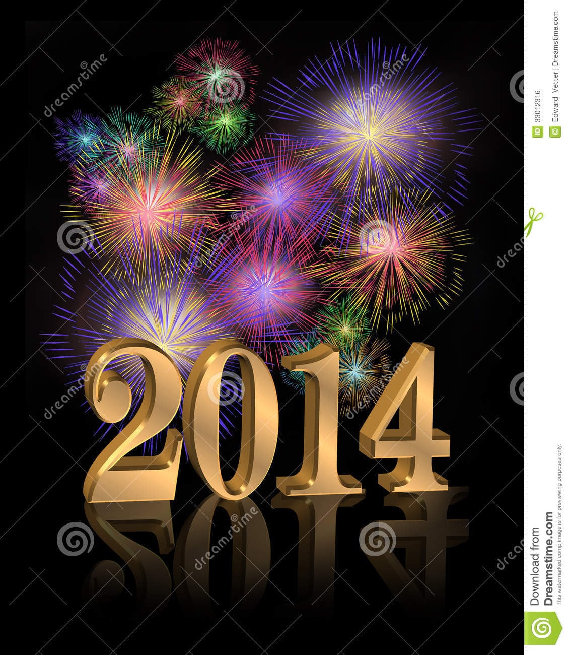 New Year 2014 Digital Fireworks Royalty Free Stock Image