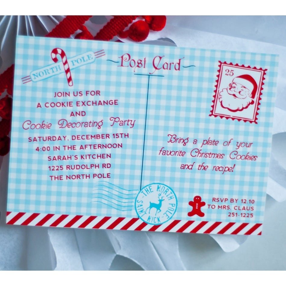 North Pole Christmas Cookie Exchange Party Printable Invitation