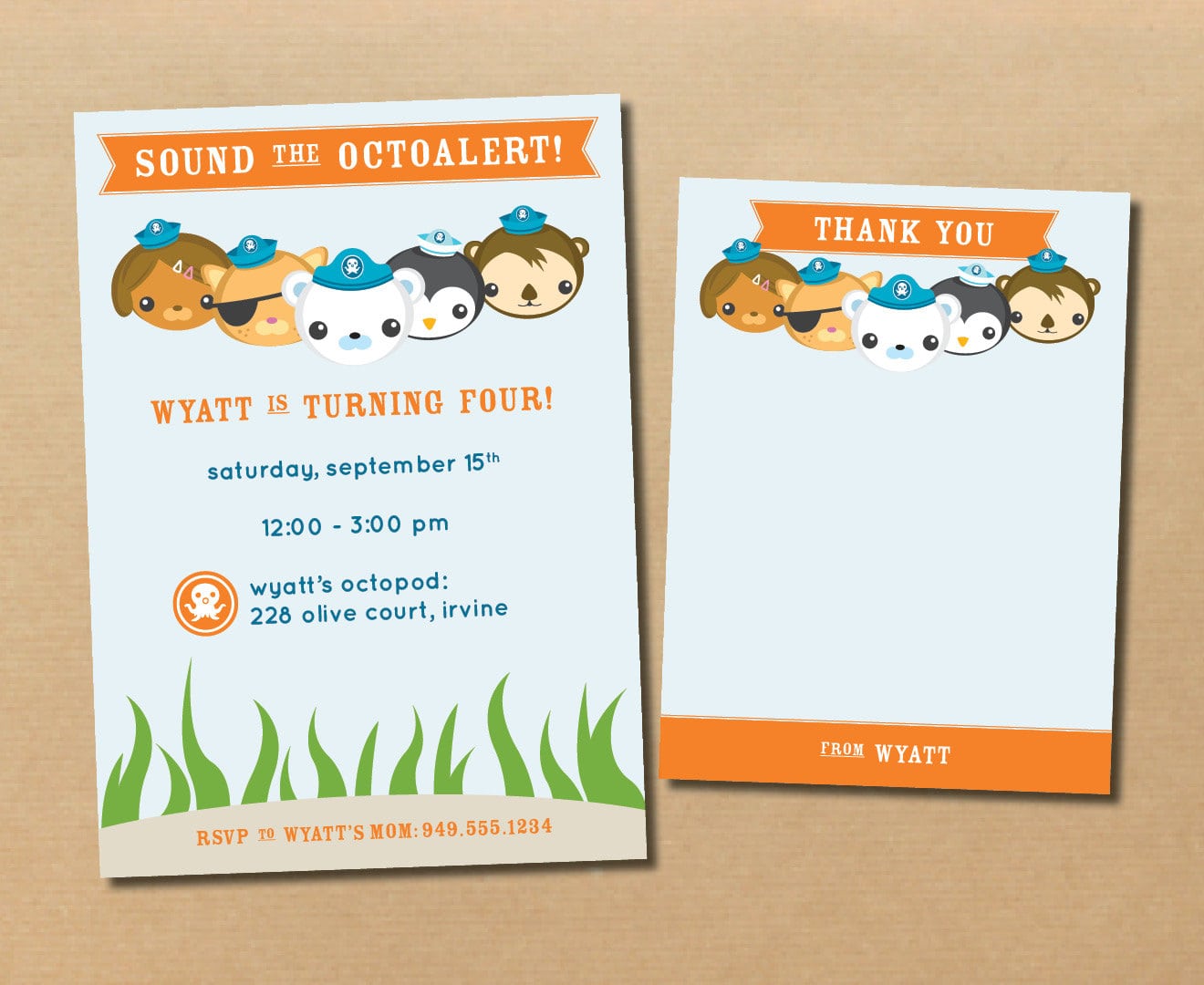 Octonauts    Birthday Party Invitation And Thank You Card