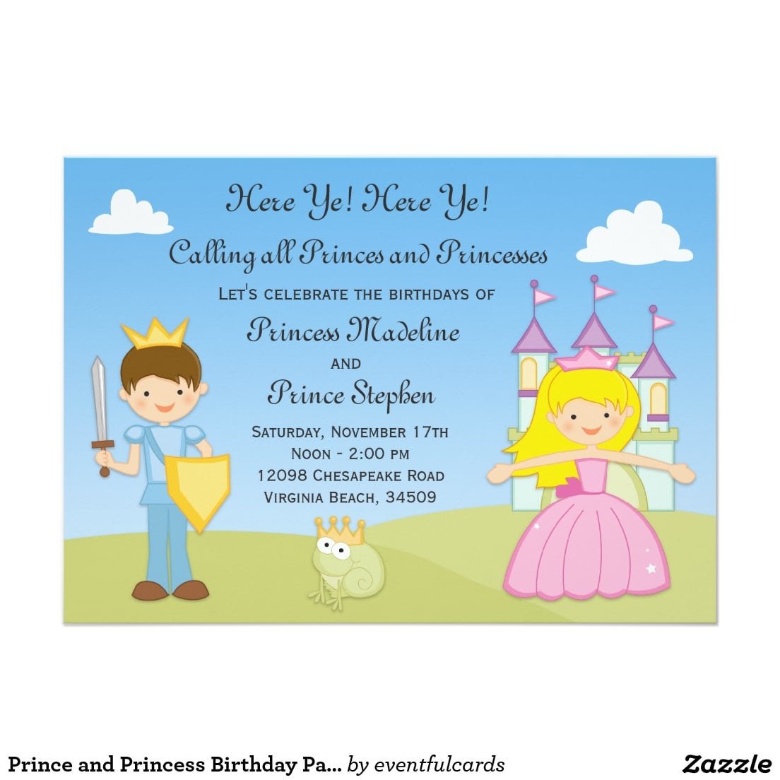 Prince And Princess Birthday Party Invitation