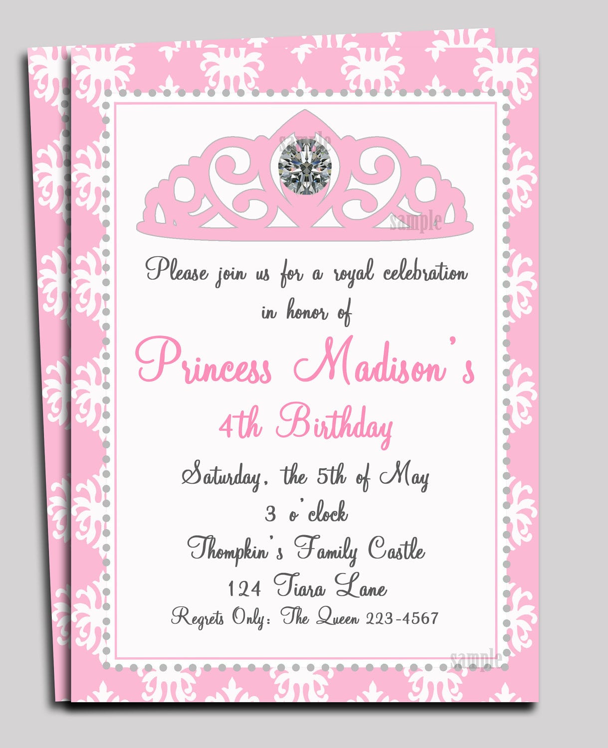Princess Invitation Printable Or Printed With Free Shipping