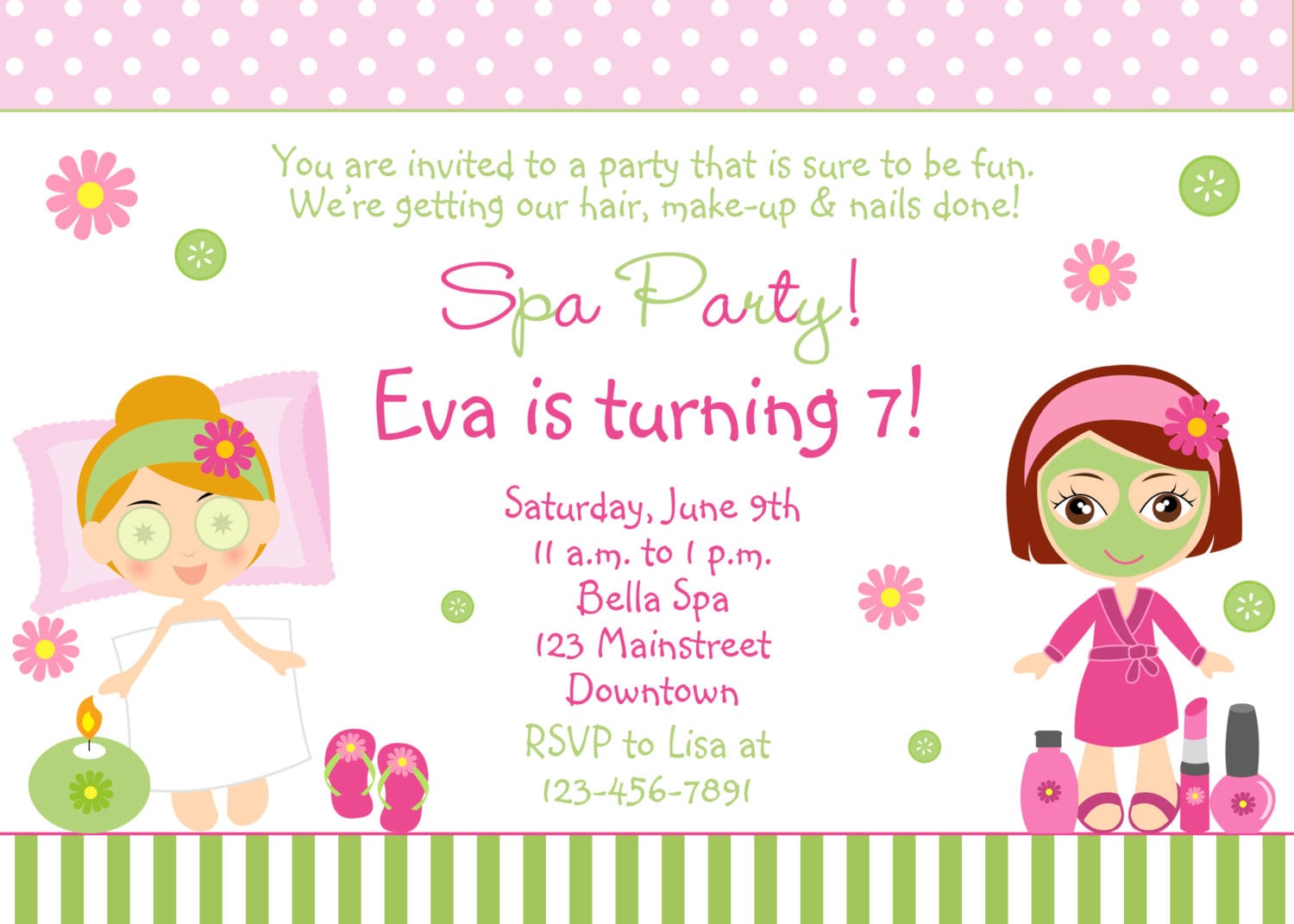 Spa Birthday Party Invitations