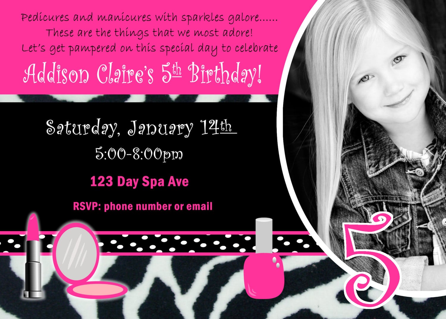 Spa Birthday Party Invite Girl Birthday Party Invitation