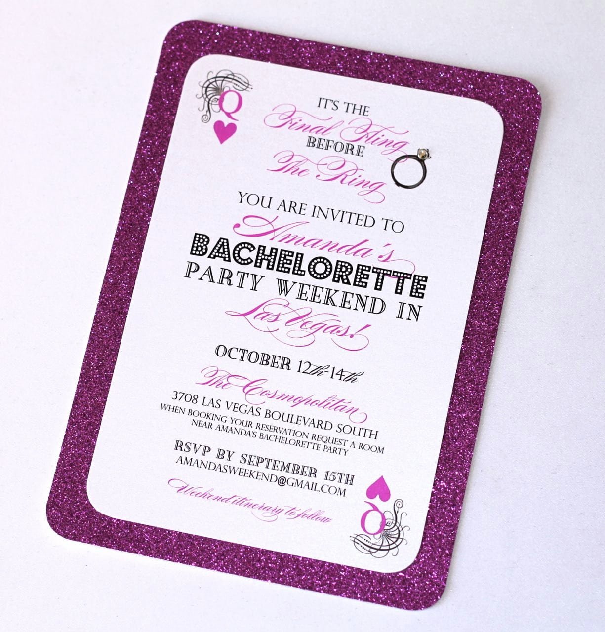 Stella Las Vegas Bachelorette Party Invitation Glitter