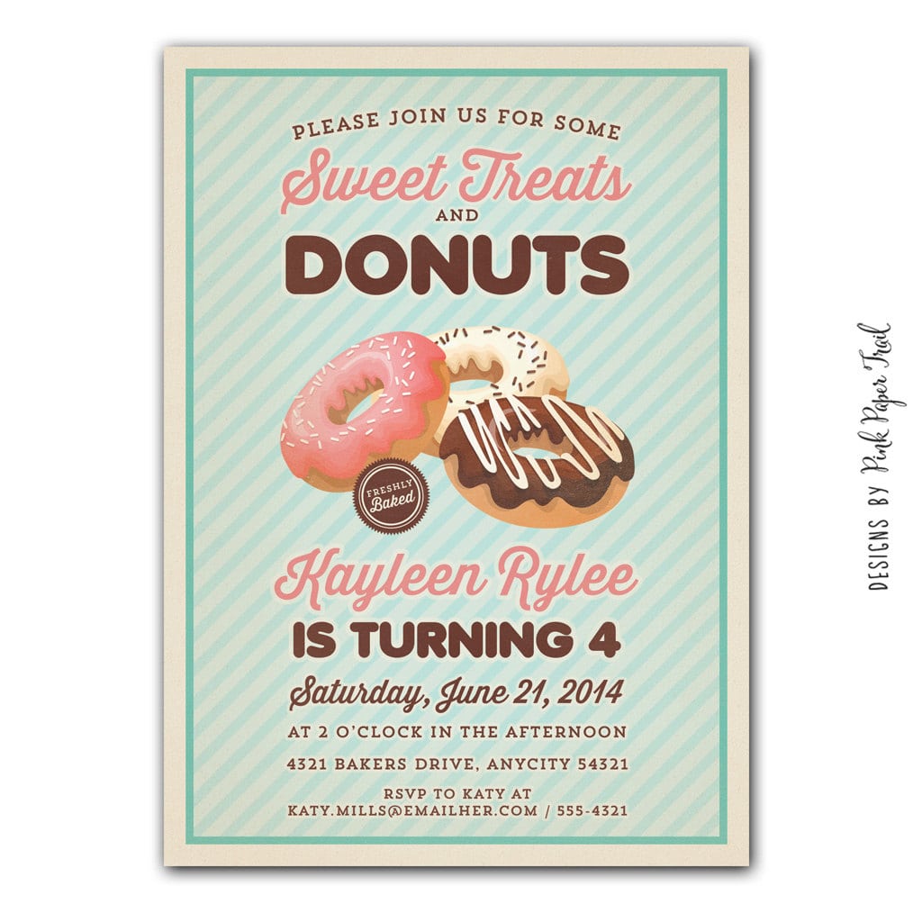 Vintage Donut Party Invitation Sweet Treats And Donut Party