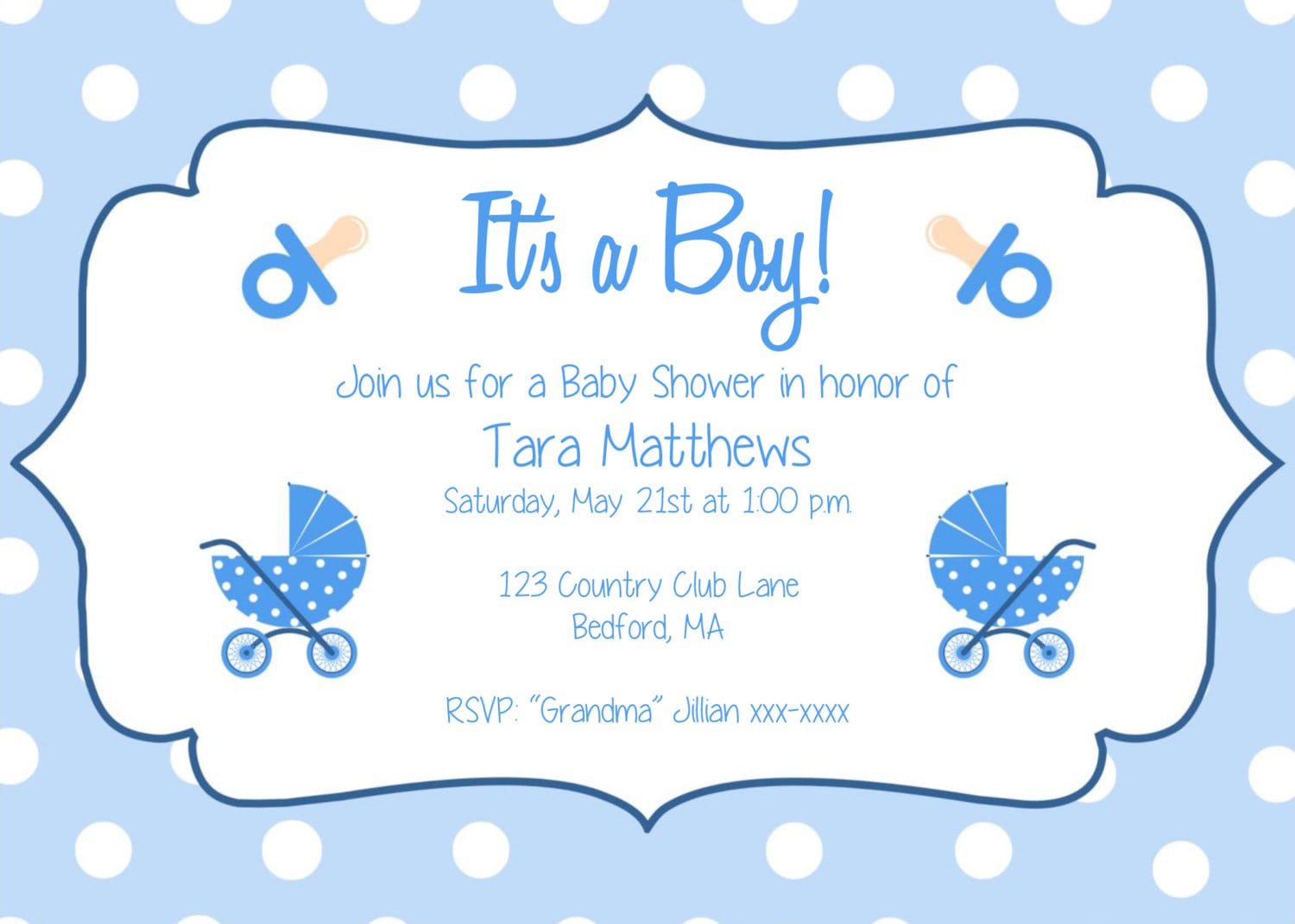 Boy Baby Shower Party Invitation Template It's A