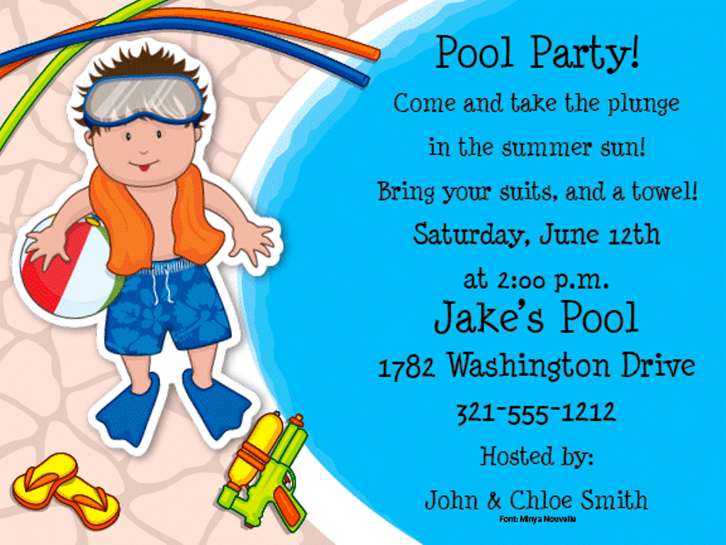 Boys Pool Party Invitations   Diy A Simple Pool Party Invitations