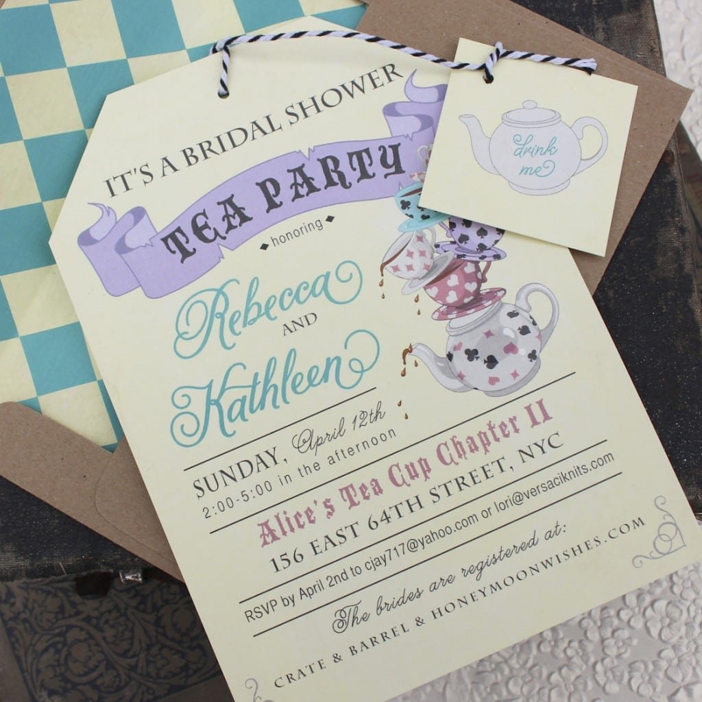 Alice In Wonderland Tea Party Bridal Shower Invitation