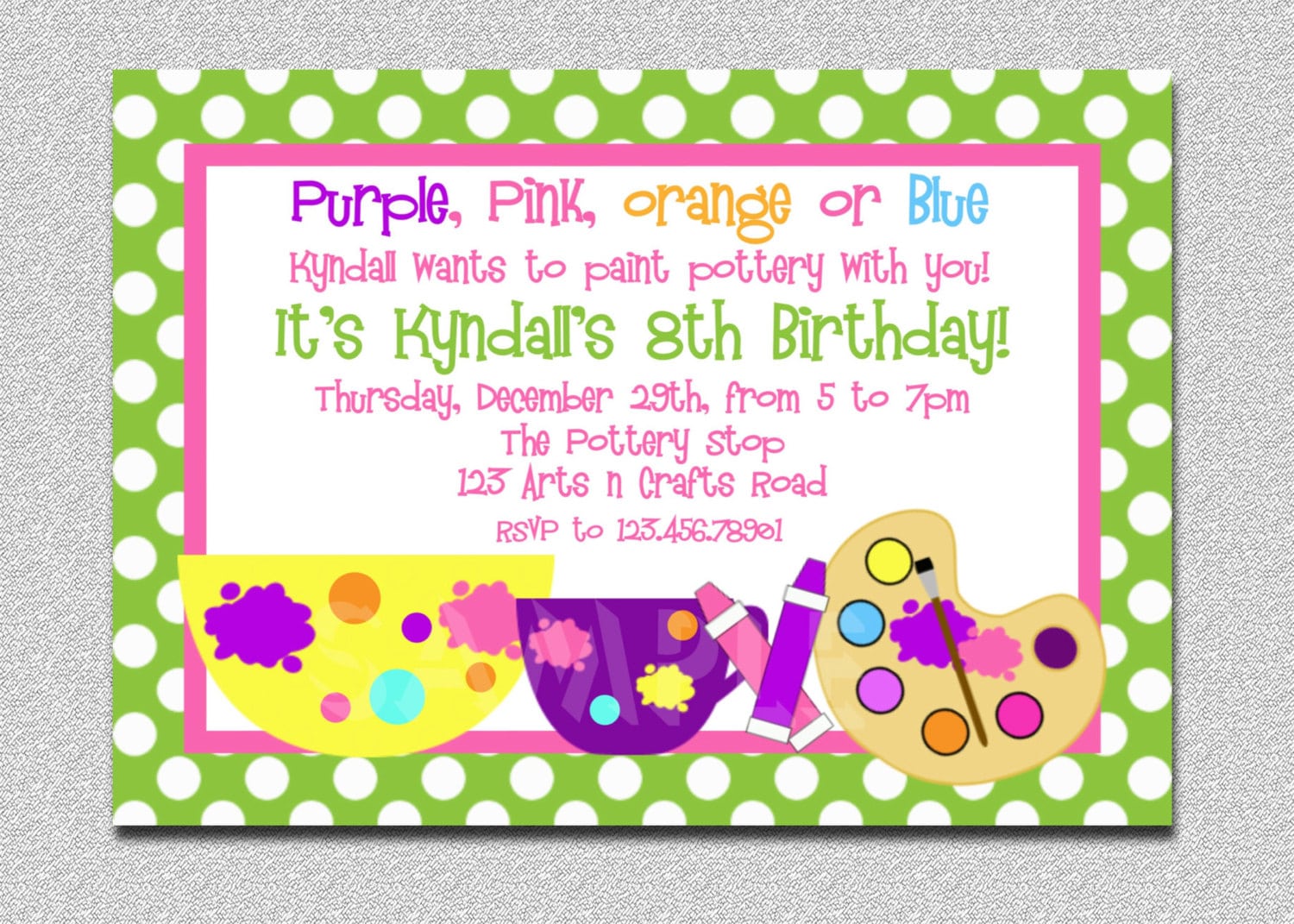 Arts And Crafts Birthday Party Invitation Art Birthday