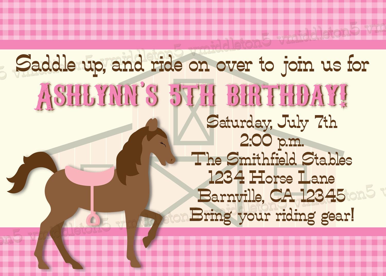 Birthday Invitations   Free Printable Horse Birthday Invitations