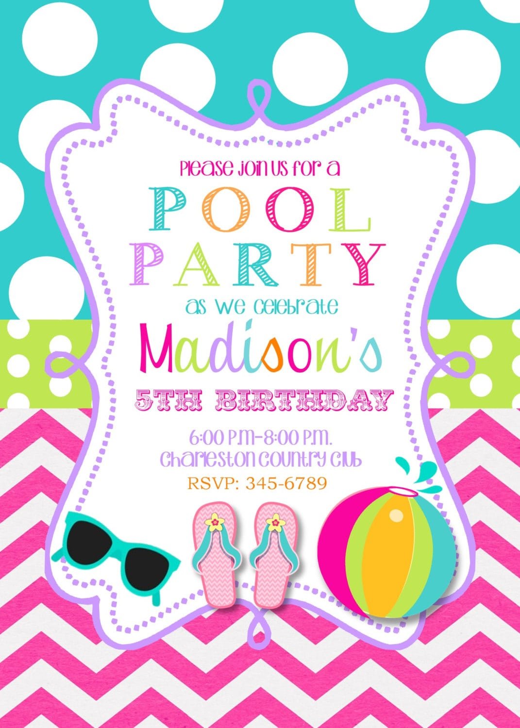 Birthday Invites  Best Design Pool Party Invite Card Printable For