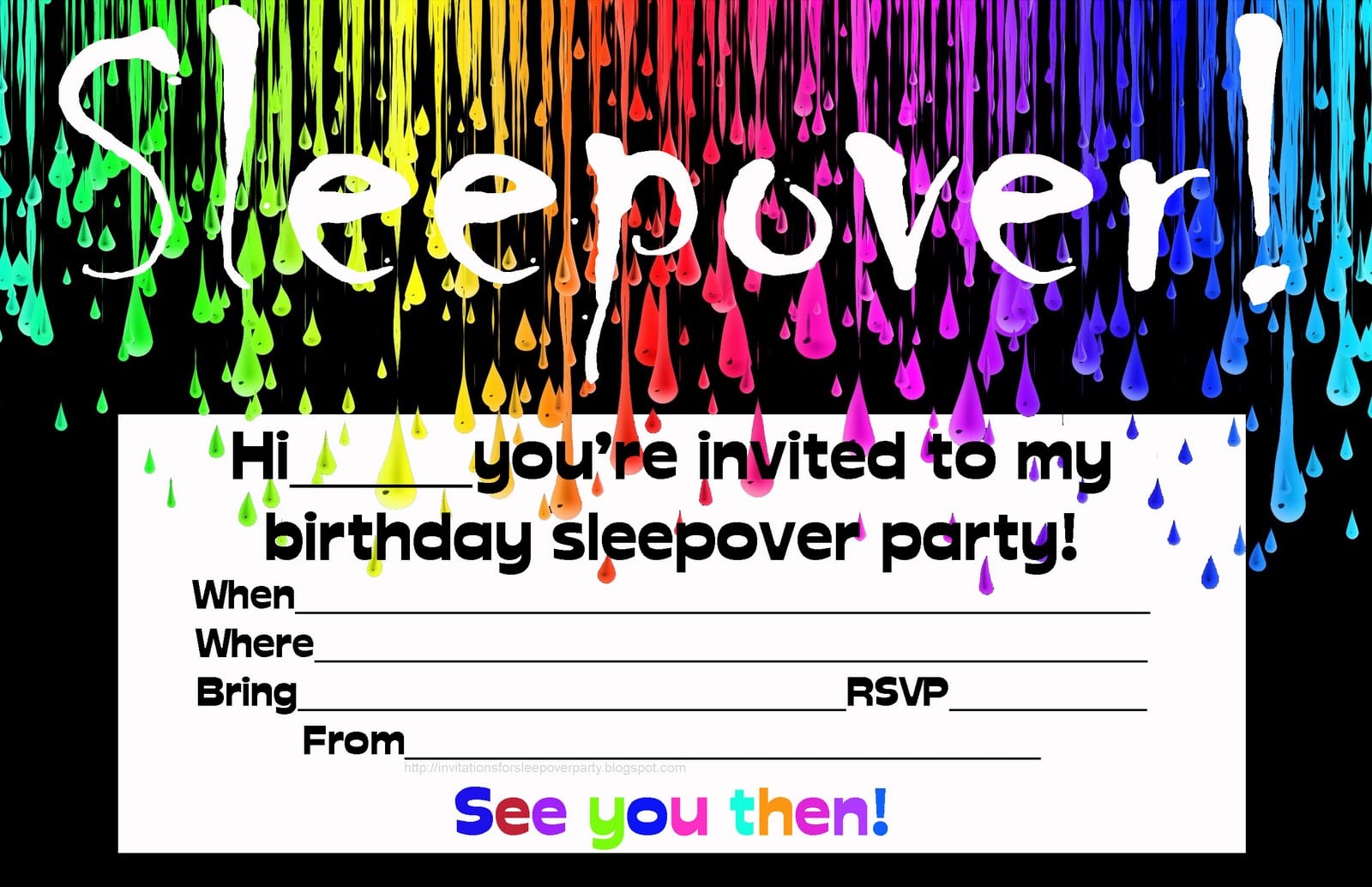 Birthday Party Sleepover Invitations