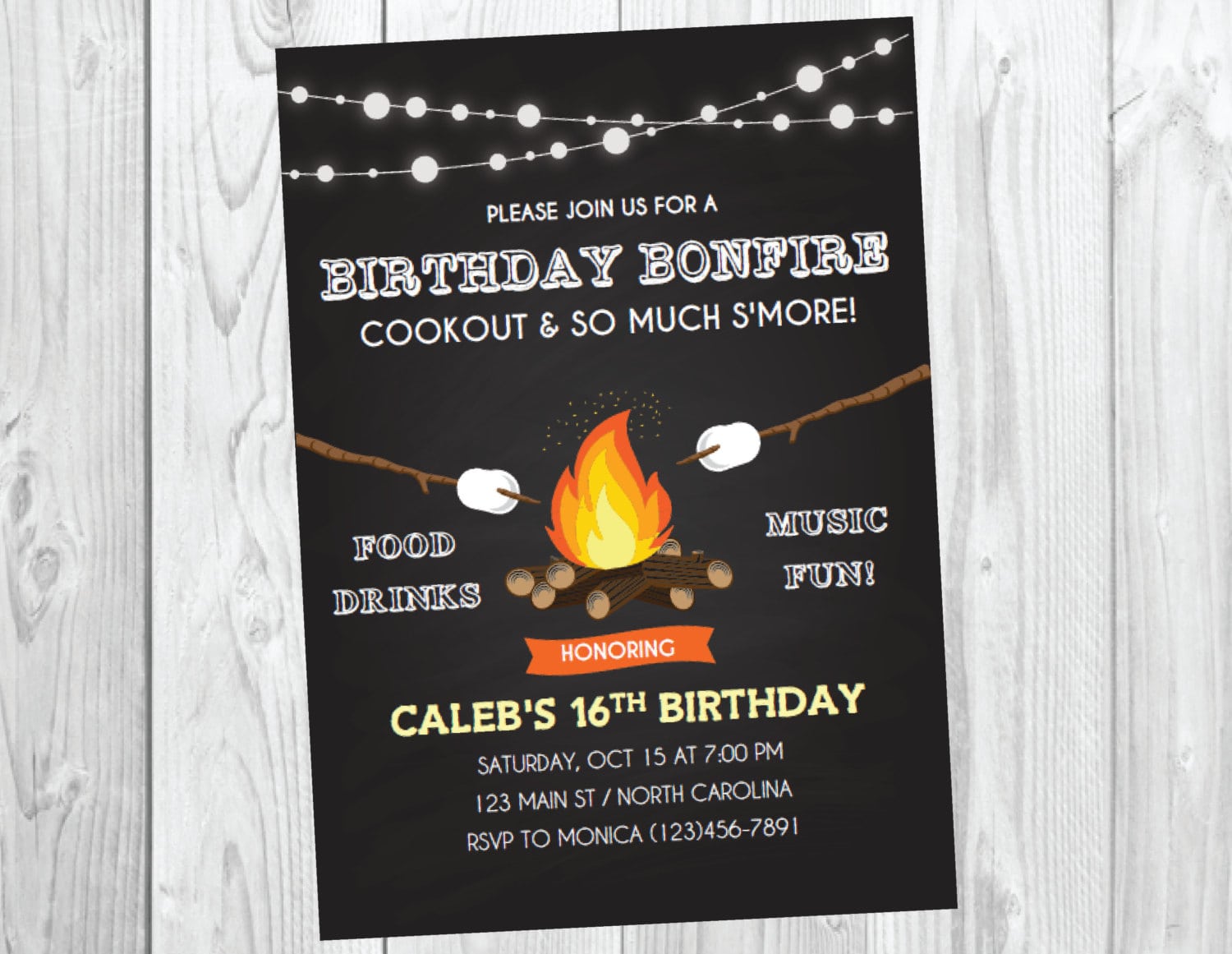 Bonfire Party Invitation   Bonfire Birthday   Fall Birthday