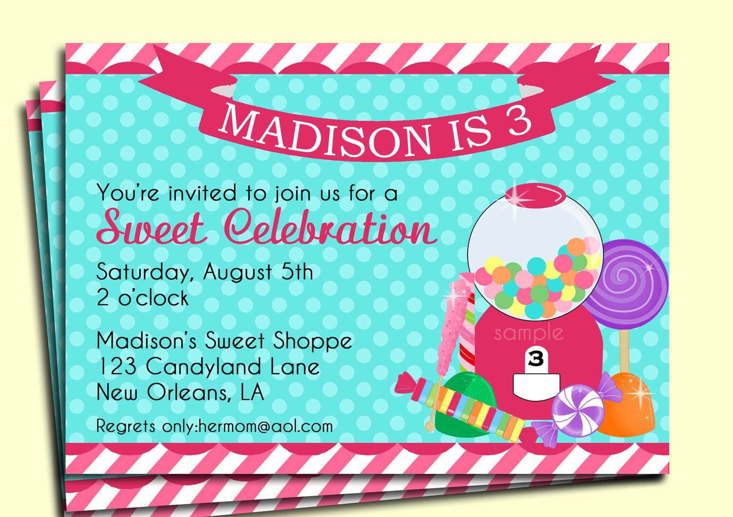 Candy Party Invitation Printable My Little Sweet Shoppe