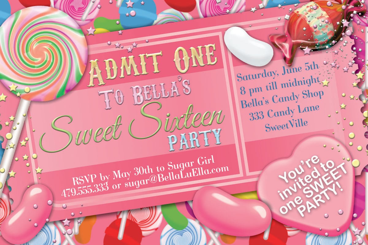 Candy Party Invitation Sweet 16 Party Invitation Candy Land