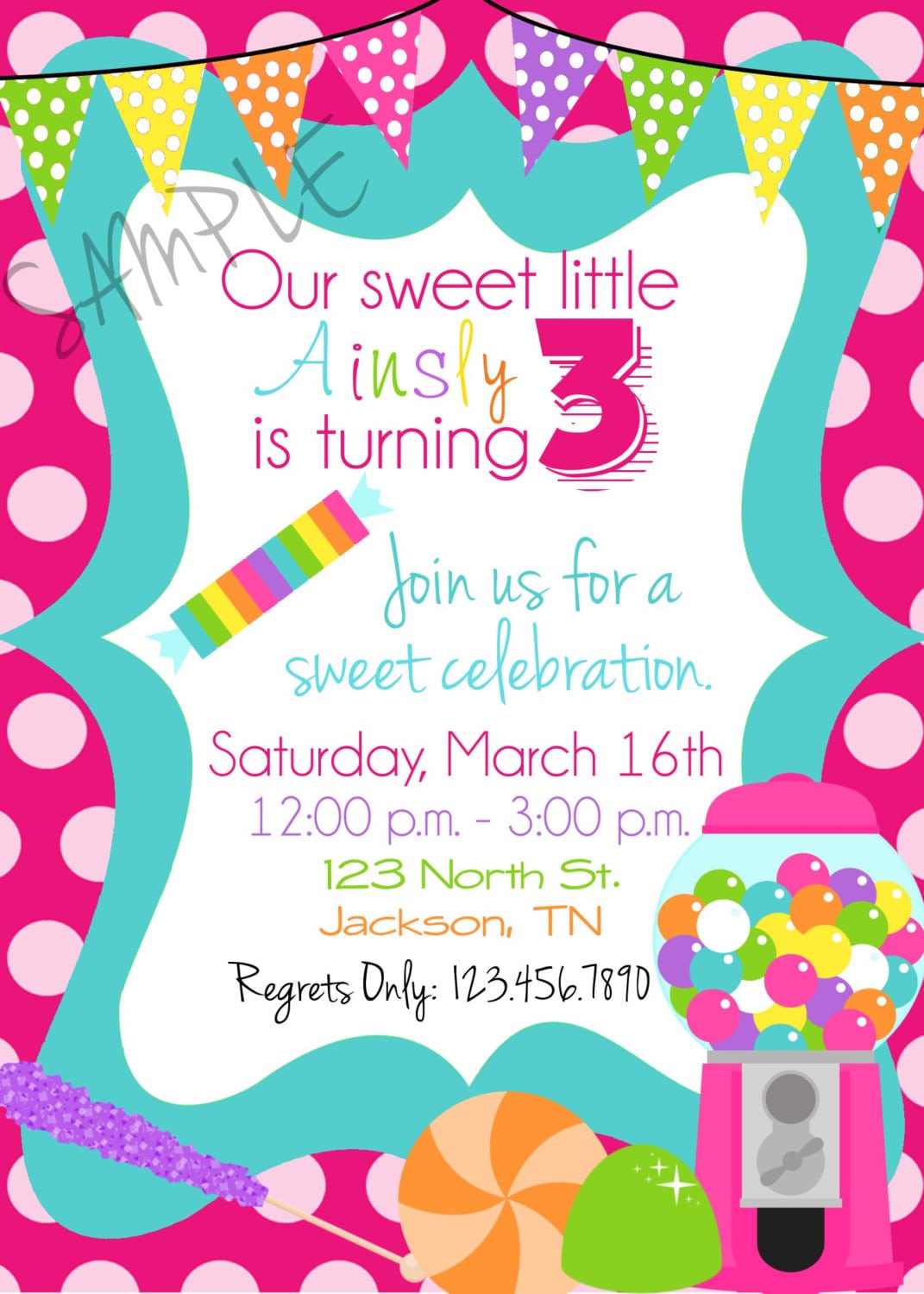 Candy Party Invitations Gallery