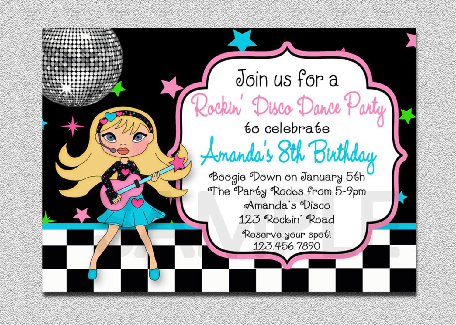 Childrens Disco Party Invitations