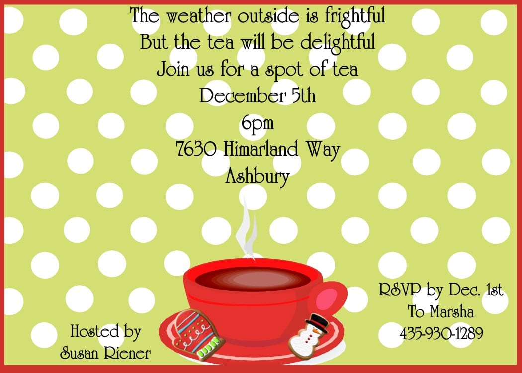 Christmas Tea Party Invitations 2017