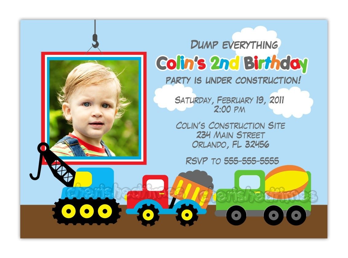 Construction Birthday Party Invitations