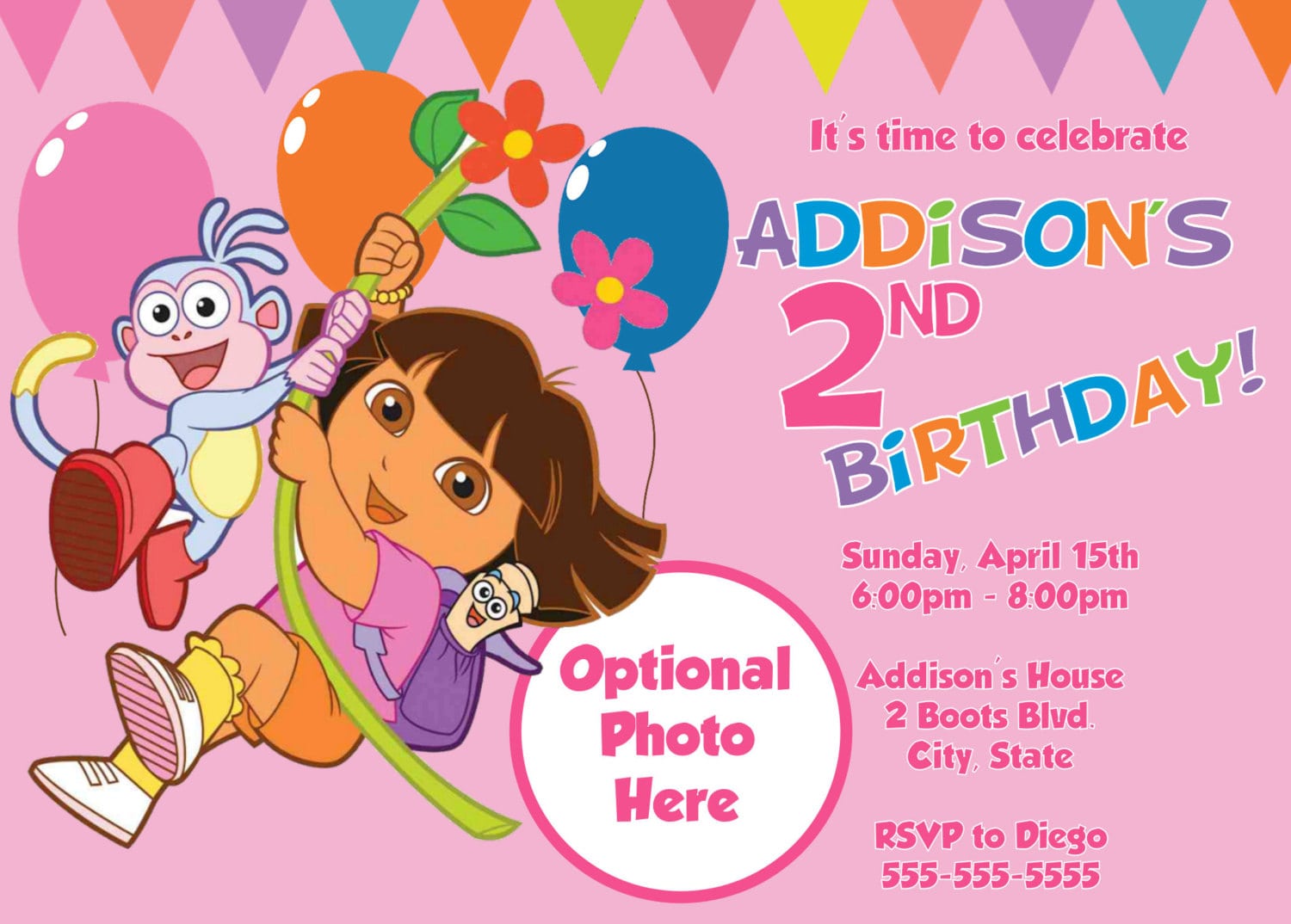 Dora The Explorer Birthday Invitations Template