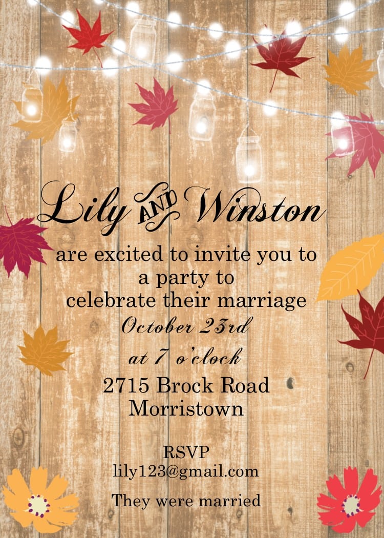 Fall And Autumn Party Invitations 2017