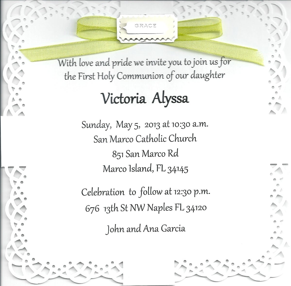 First Communion Party Invitations First Communion Party