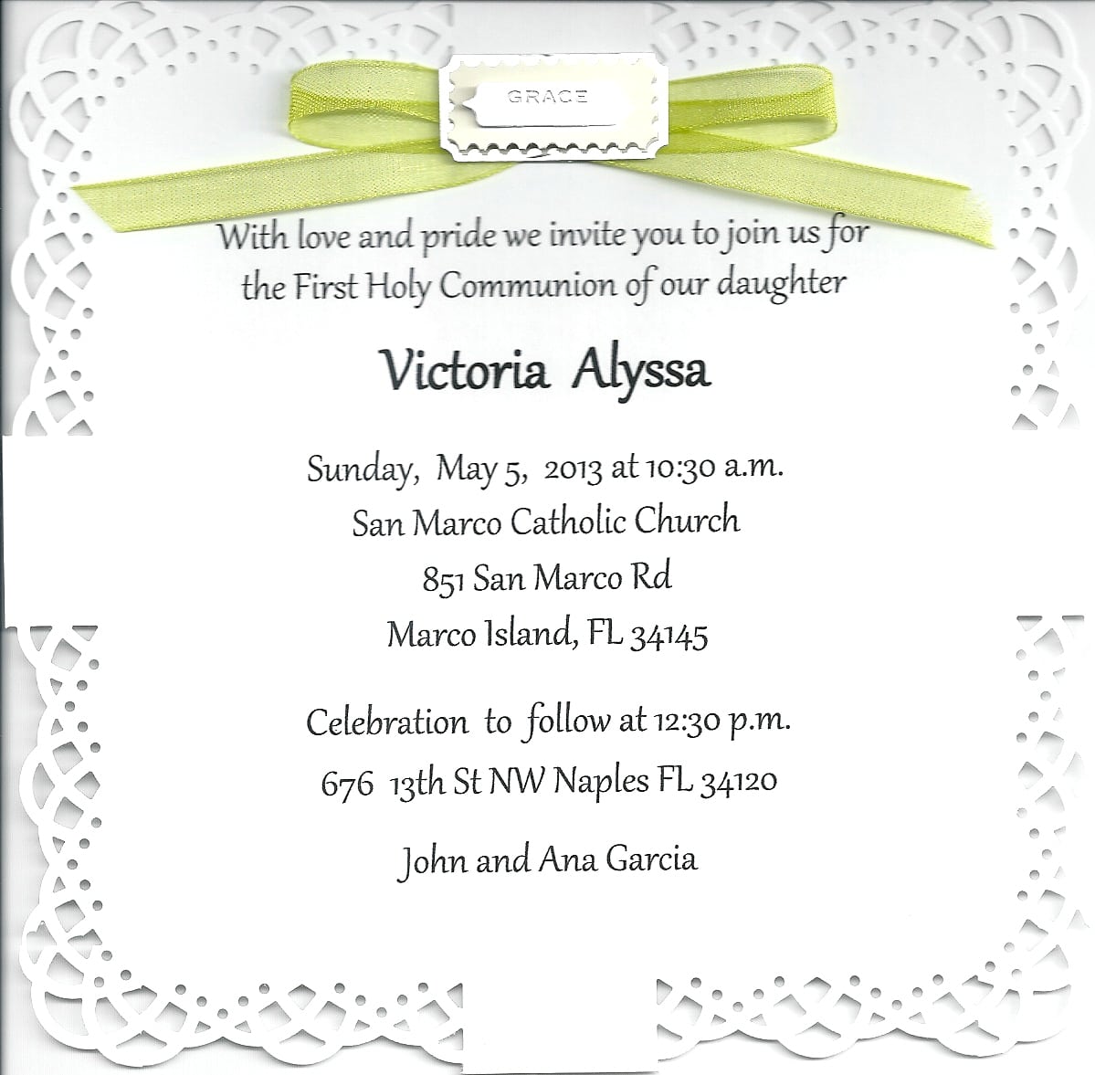 First Communion Party Invitations First Communion Party