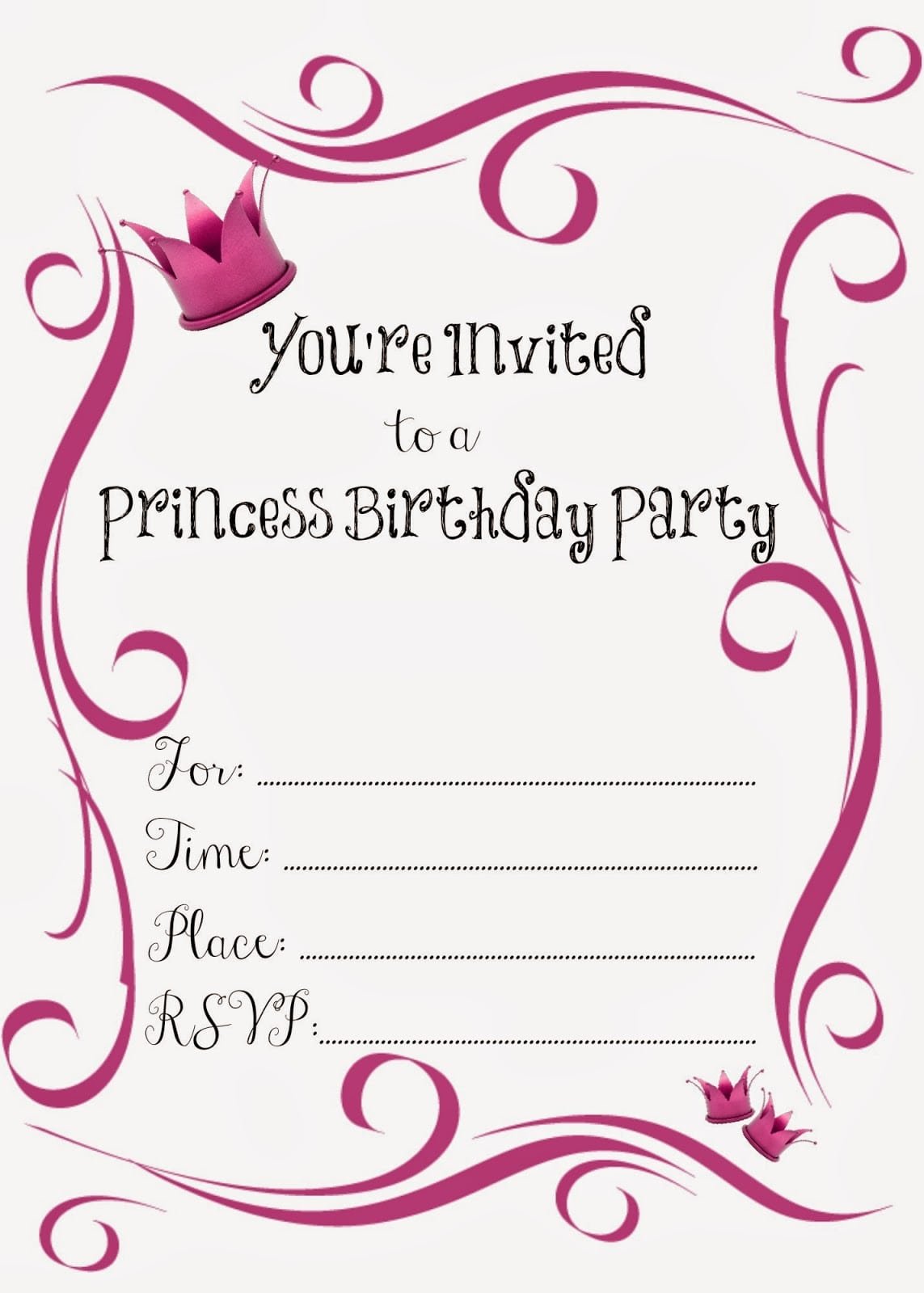 Free Printable Princess Birthday Party Invitations