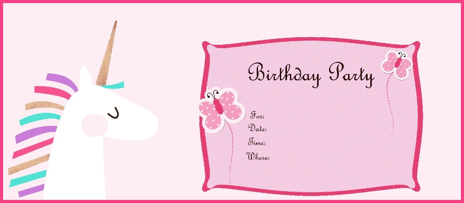 Free Printable Unicorn Birthday Party Invitation