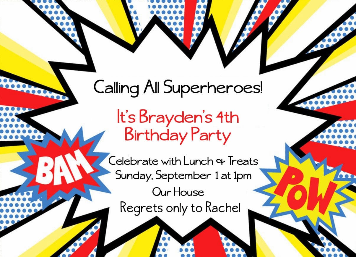 Free Superhero Party Invitations Template Cool