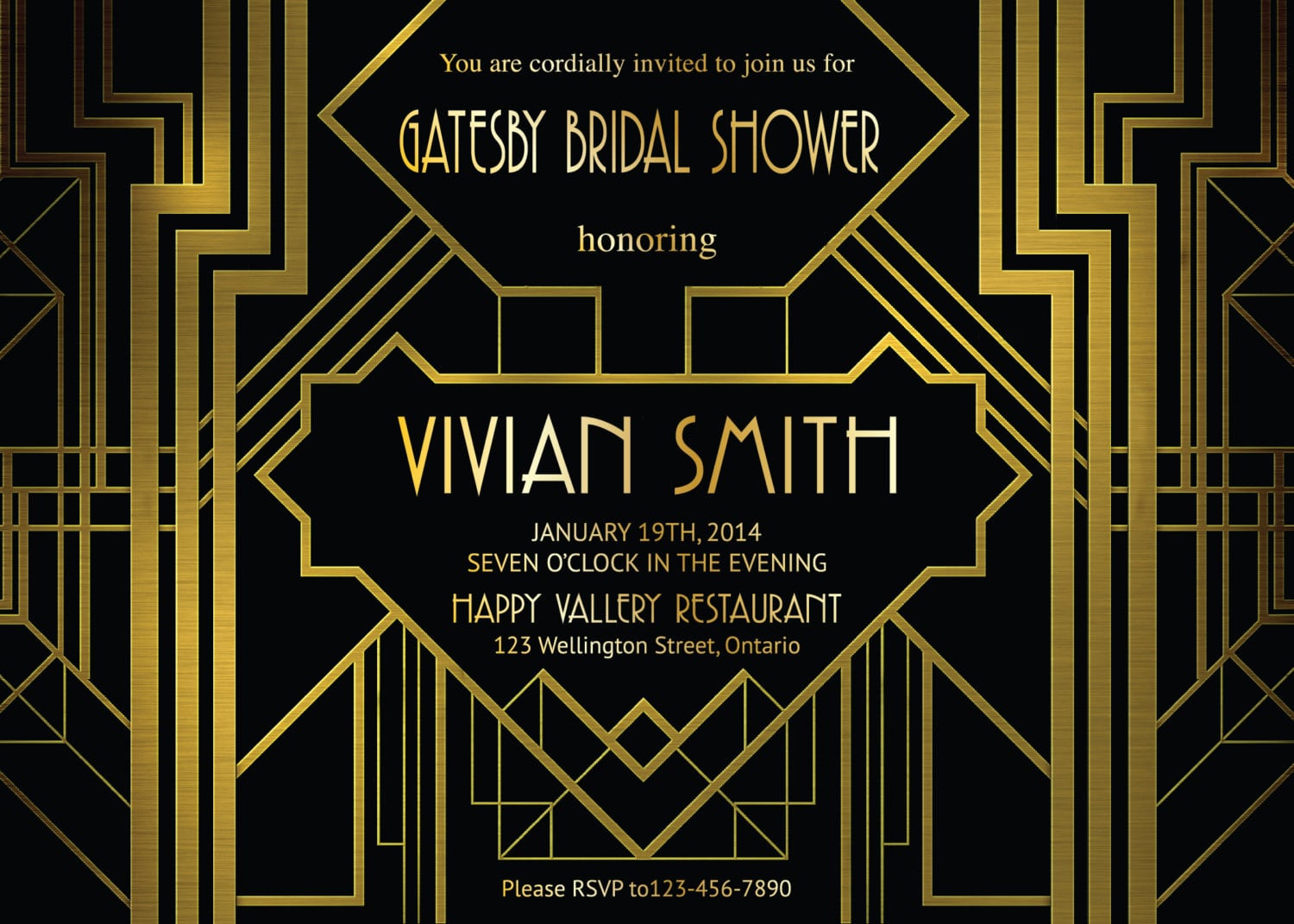 Great Gatsby Bridal Shower Invitation  Art Deco  Customized
