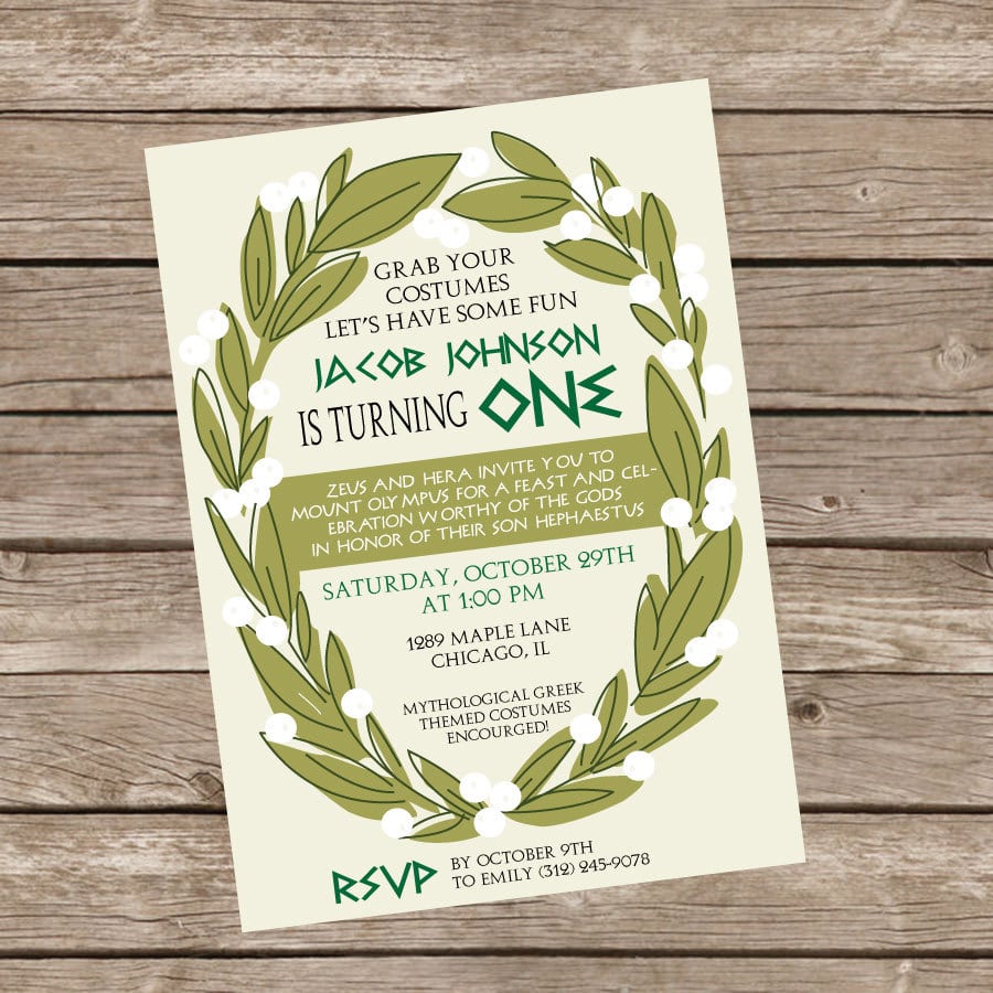 Greek Themed Birthday Party Invite By Trishatreedesigns On Etsy