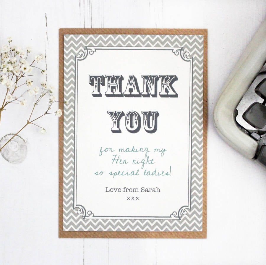 Hen Party And Wedding 'thank You' Card By Precious Little Plum