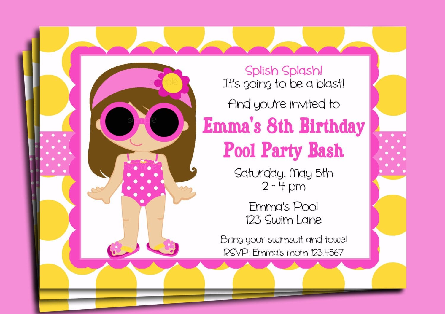 Kids Pool Party Invitation