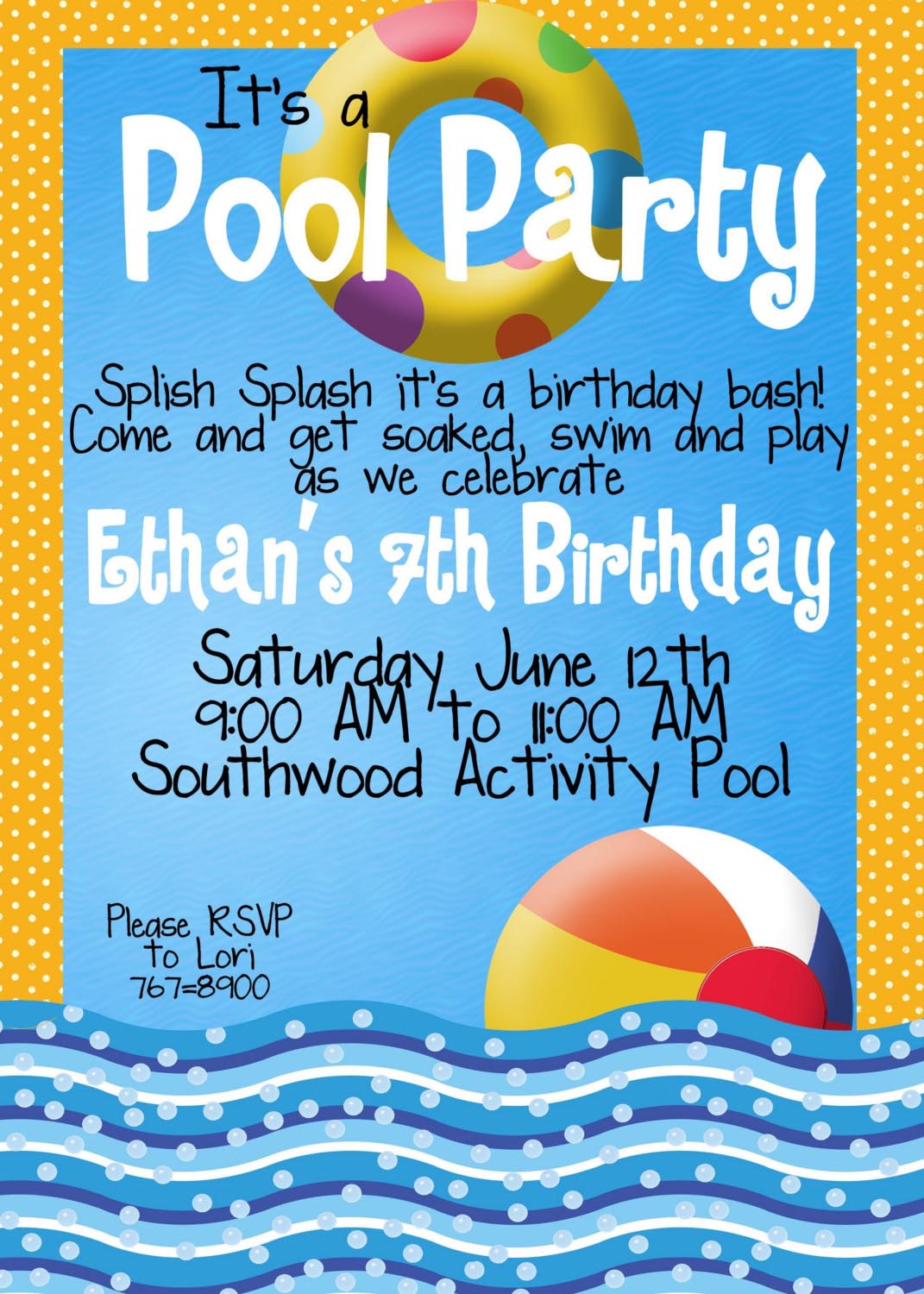 Kids Pool Party Invitation Wording