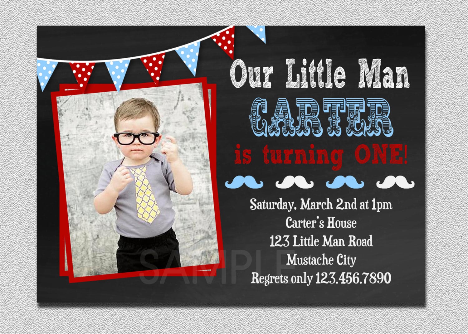 Little Man Invitation Little Man Birthday Invitation Little