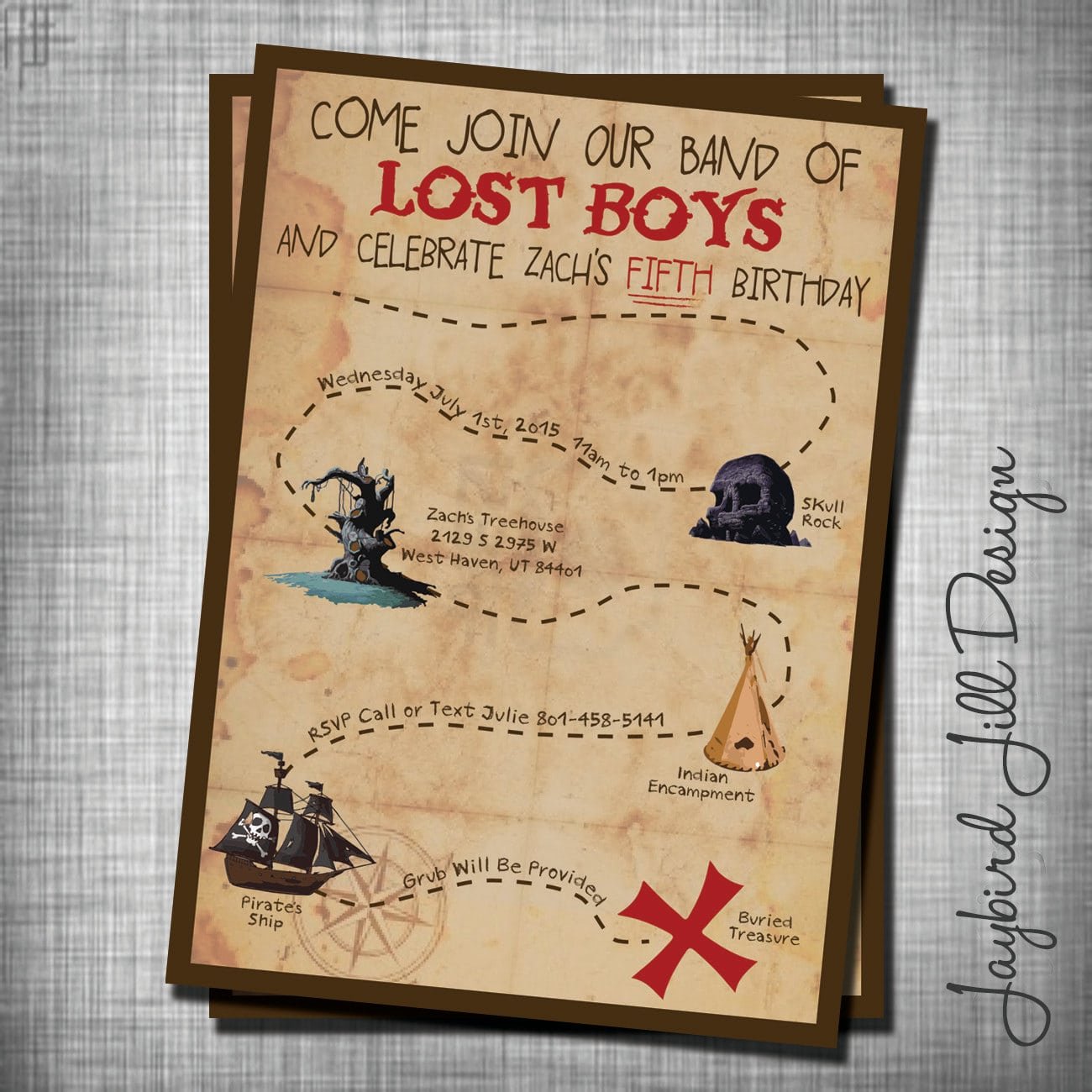 Lost Boys Birthday Invitation Peter Pan Neverland Party