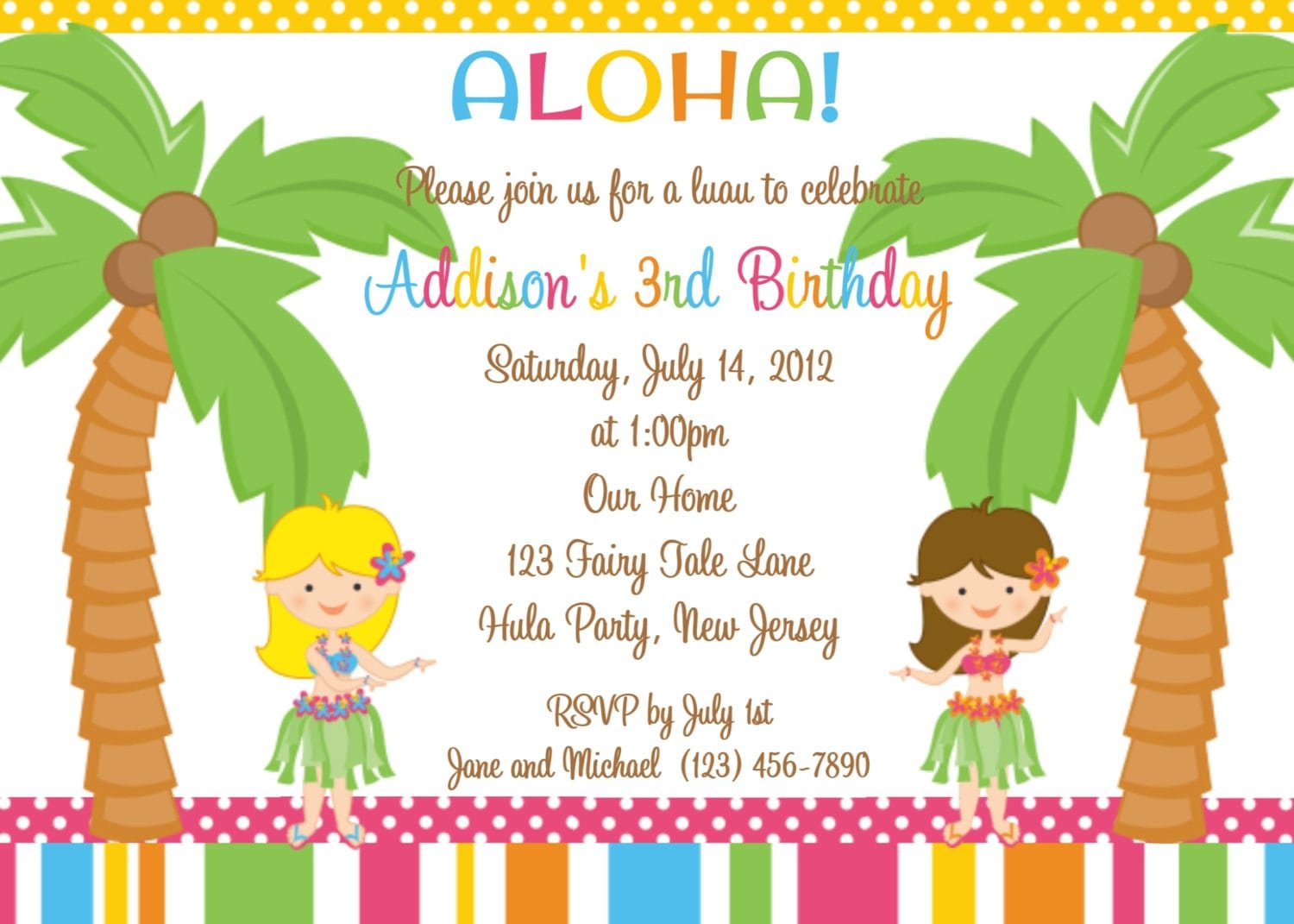 Luau Birthday Party Invitations Luau Birthday Party Invitations