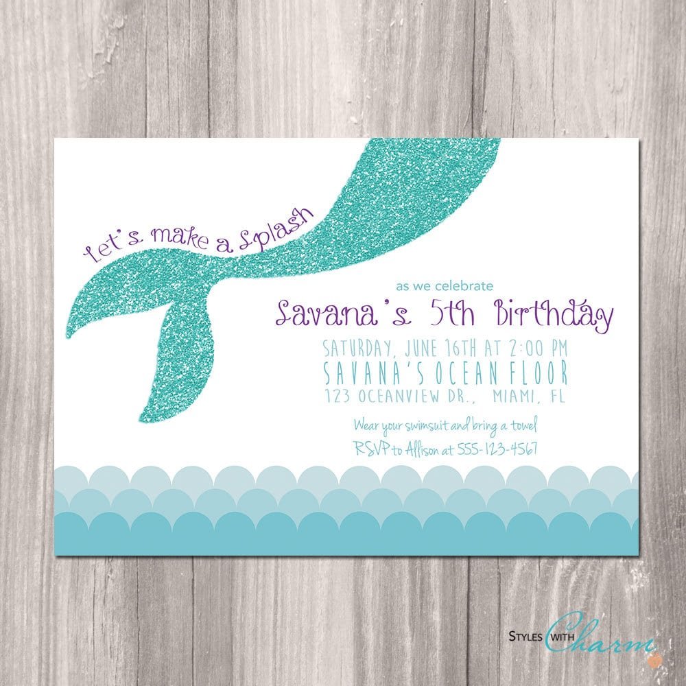 Mermaid Birthday Invitation Little Mermaid Invitation