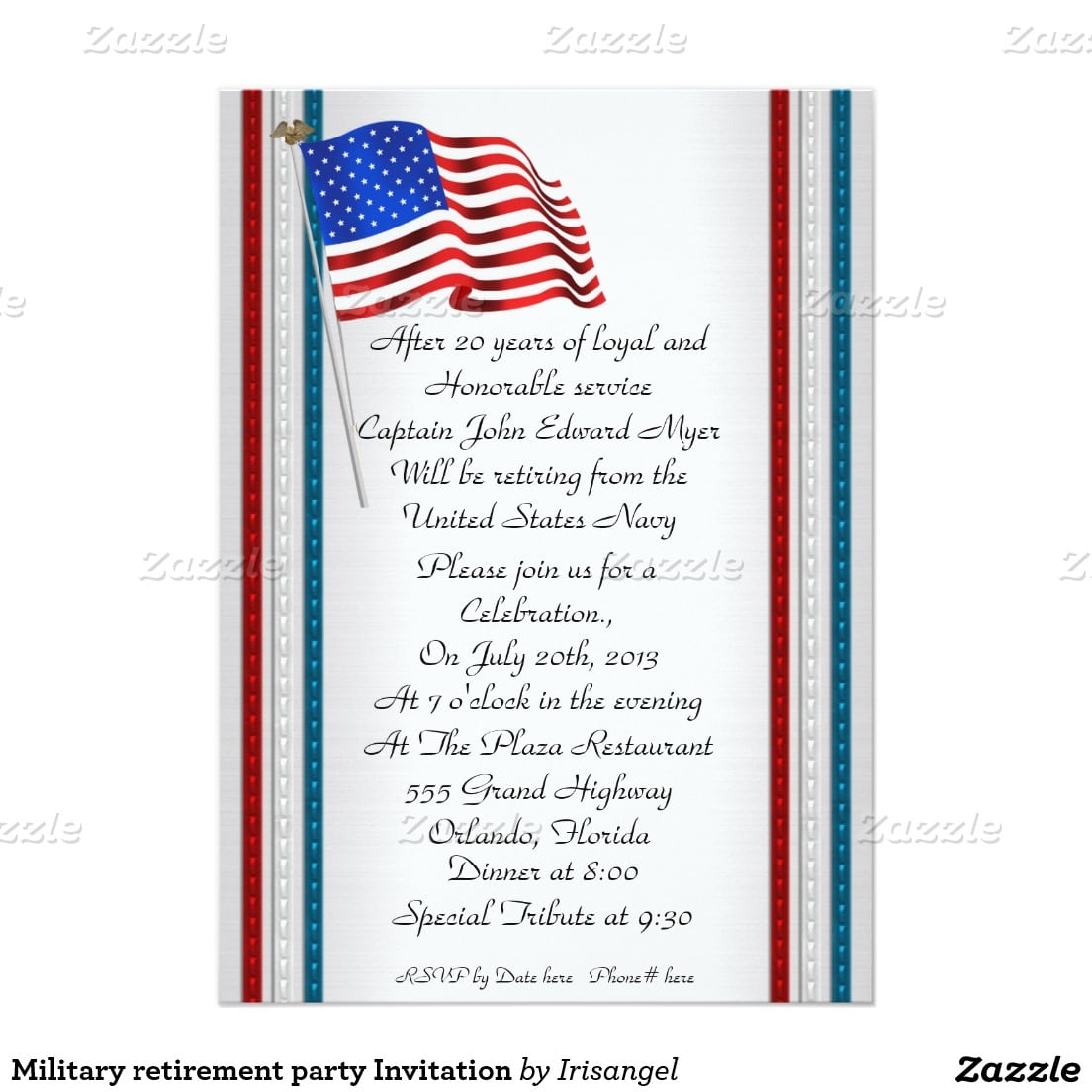Military Retirement Party Invitation 5  X 7  Invitation Card